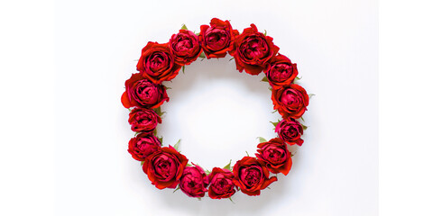  red rose wreath isolated on white