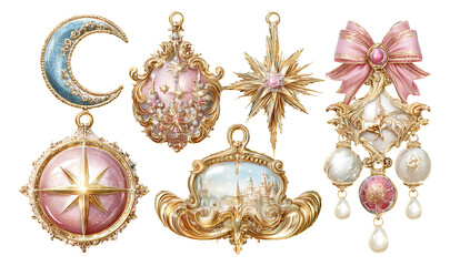 Fototapeta premium Ornamental Rococo Art Elements Featuring Luxury Illustrations and Decorative Design