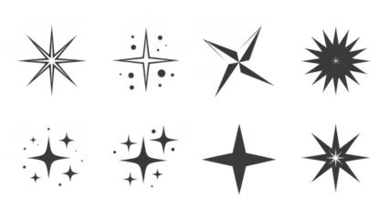 Collection of shining sparkle and star light effect elements