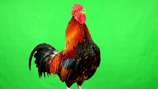 rooster on green screen