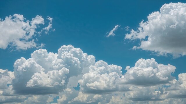 Clouds in the sky with blue background and white fluffy clouds.