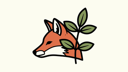 Obraz premium Stylized Fox Illustration with Leaf Detail for Nature, Wildlife, or Eco-Themed Projects