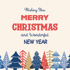 Abstract Christmas tree greeting card. Vector illustration