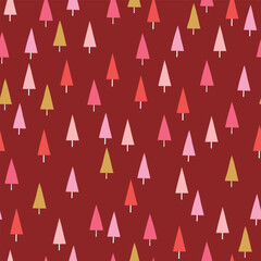 Cute Christmas pattern with colourful trees. Minimalist wallpaper concept. Vector illustration