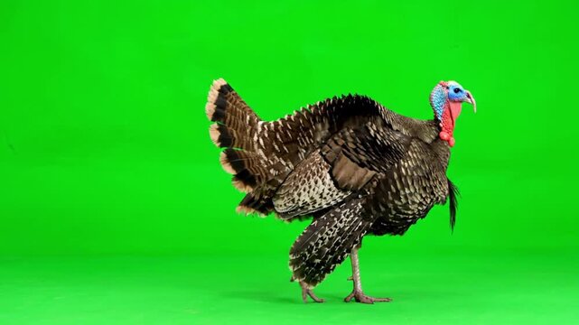 Turkey on green screen. Turkey Walking on green screen.