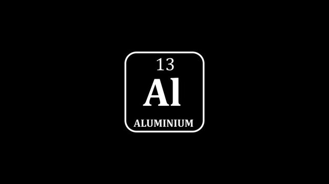 13 Number aluminium icon animation.Design shows name, atomic weight and element number.