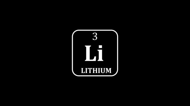 3 Number lithium icon animation .school chemistry lesson animation .Design shows name, atomic weight and element number.
