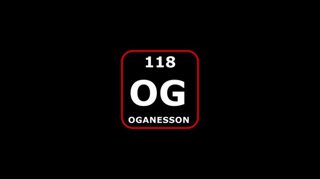 118 Number oganesson icon animation .Design shows name, atomic weight and element number.