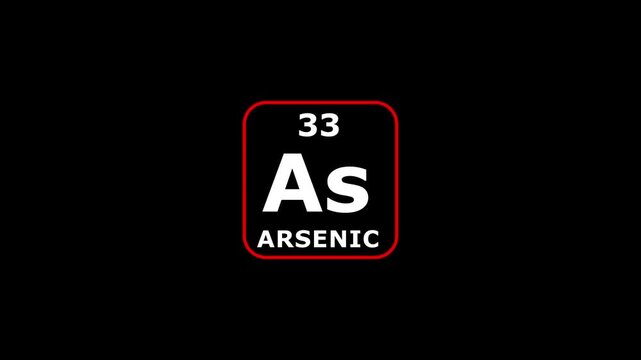33 Number arsenic icon animation.Design shows name, atomic weight and element number.