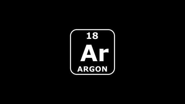 18 Number argon icon animation.Design shows name, atomic weight and element number.