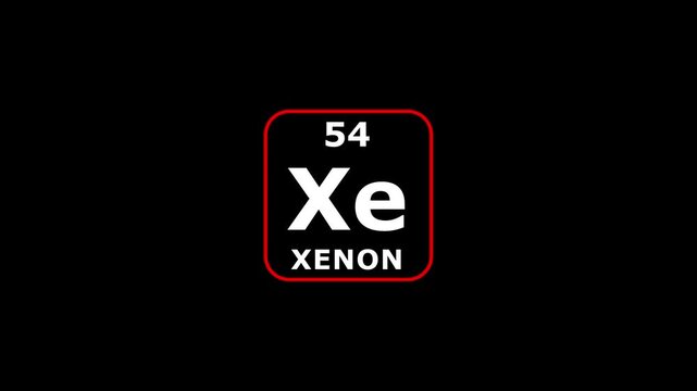 54 Number xenon icon animation.Design shows name, atomic weight and element number.