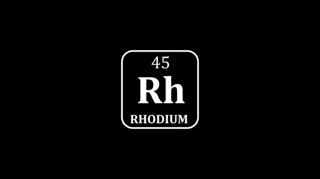 45 Number rhodium icon animation.Design shows name, atomic weight and element number.