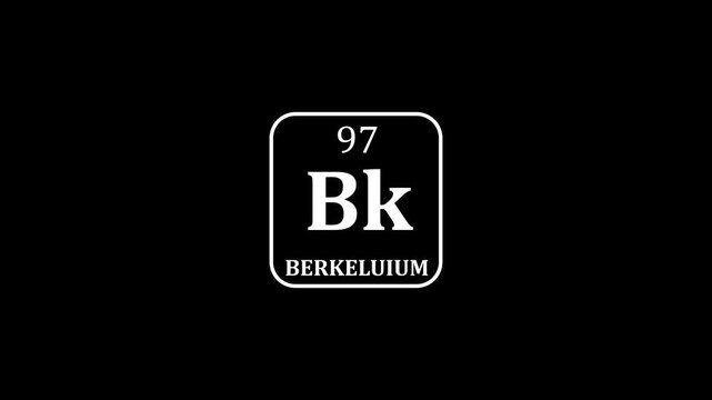 97 Number berkeluium icon animation.Design shows name, atomic weight and element number.