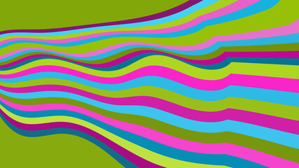 Bright Wavy Stripe Background: Green, Blue & Pink - Modern Abstract Art for Visuals