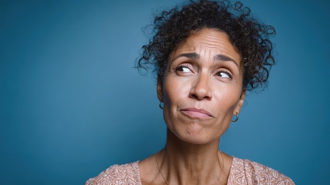 Woman&rsquo;s Contemplation: Capturing the moment of deep thought and doubt. Her face, a canvas of questioning, reflecting uncertainty and contemplation.