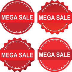 Red Mega Sale Badges with Circular Star Labels