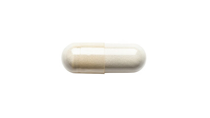 Single white and beige capsule on black background pill medicine