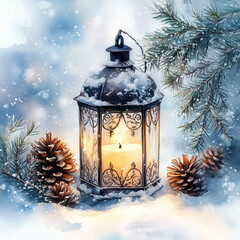 christmas candle in the snow