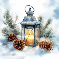 christmas candle in the snow