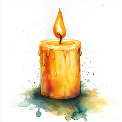 burning candle on a white background