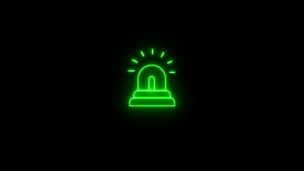 Green Neon Siren Light on Black Background alarm alert