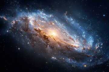 Fototapeta premium colorful spiral galaxy seen from deep space with stars twinkling
