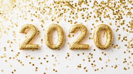 Golden Glitter Number 2020 Celebration Decor for New Year Festive Background