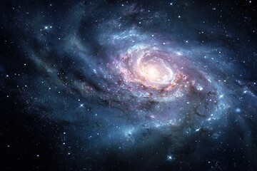 Fototapeta premium colorful spiral galaxy seen from deep space with stars twinkling