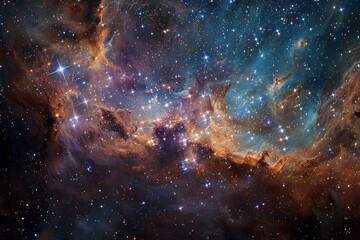 Fototapeta premium colorful star cluster with newly forming stars and cosmic dust