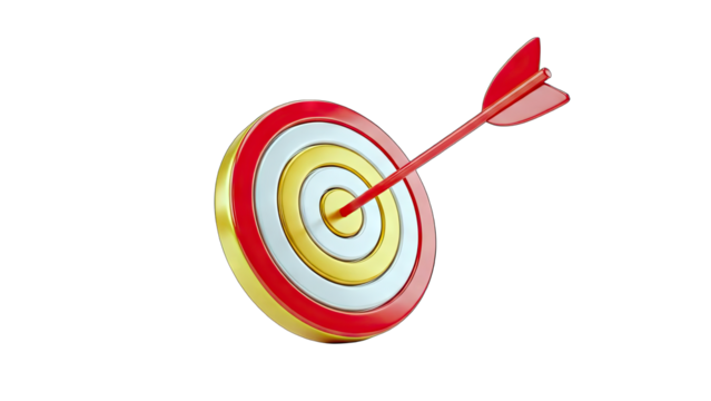 Arrow hitting the bullseye on a target - Success concept - Powered by Adobe