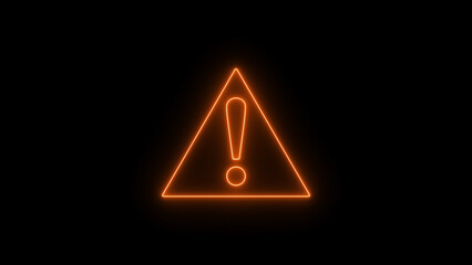 Orange Neon Exclamation Mark Triangle Warning Sign