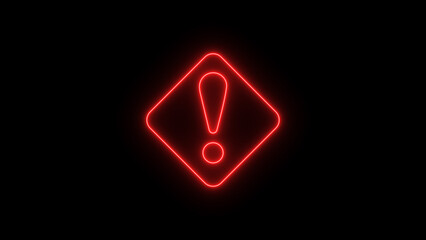 Red Neon Exclamation Mark Diamond Warning Sign danger