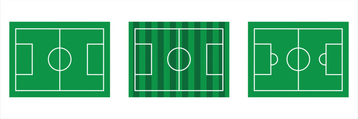 Football Field Icon Set – Flat Line Style Soccer Pitch Vector Illustration for Sports Graphics © maxalamin09