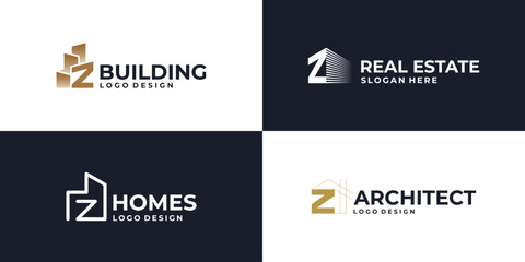 creative initial letter Z real estate logo symbol, building logo design vector