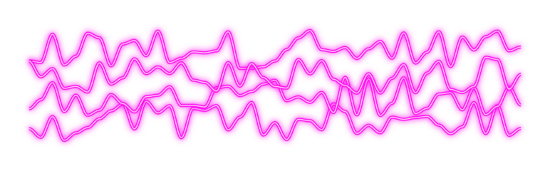 Vibrant pink neon sound wave pattern on a transparent  background, abstract digital art, An abstract representation of sound waves in bright pink  , suggesting audio or digitalal signals