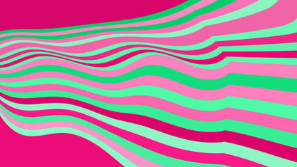 Abstract Pink and Green Waves Background - Groovy Striped Texture