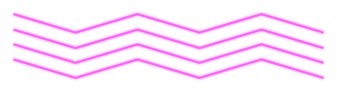 Abstract neon pink zigzag lines on a transparent background, a modern geometric pattern, A series of vibrant neon pink zigzag lines create a dynamic, repeating pattern against a stark black backdrop, 