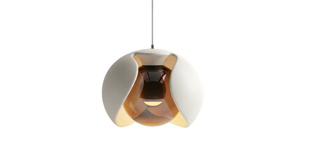 Modern pendant light isolated on transparent background with a spherical design