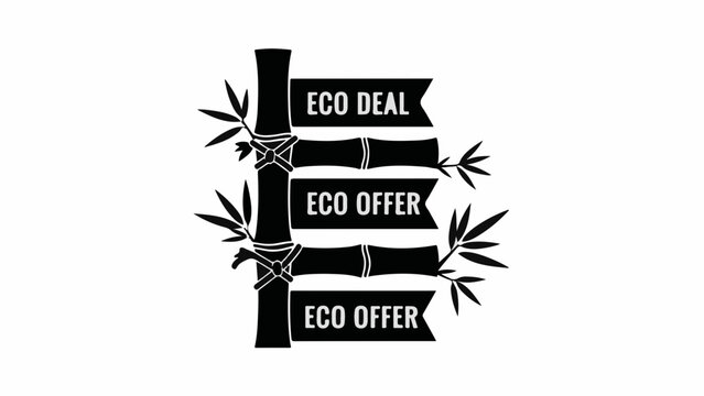 Bamboo stalks display "Eco Deal" and "Eco Offer" banners, promoting sustainable sales.