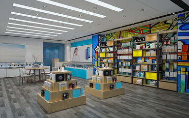 3d render electronics technology shop retail store