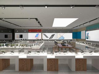 3d render electronics technology shop retail store