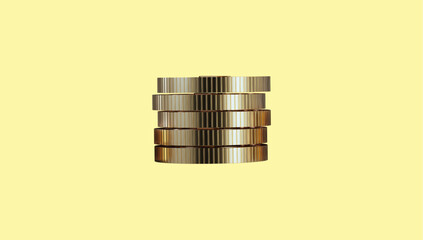 3D Stacked Coin in Golden Style