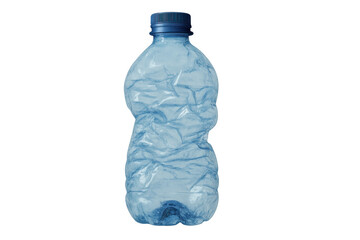 Crushing plastic bottle for recycling, highlighting environmental responsibility and waste reduction, with a transparent background