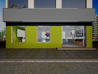 3d render electronics technology shop retail store