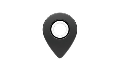 Black Location Pin Icon on White Background