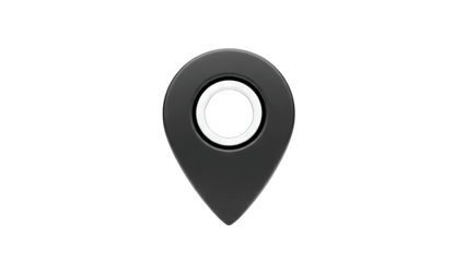 Black Location Pin Icon on White Background