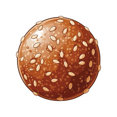Vector Illustration of Sesame Ladoo (Ellu Urundai) – Glossy Round Sweet on White Background

