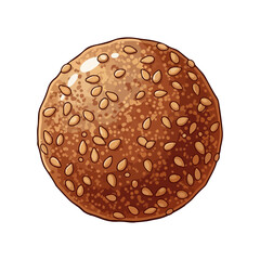 Vector Illustration of Sesame Ladoo (Ellu Urundai) – Glossy Round Sweet on White Background

