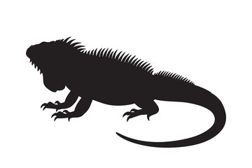 Fototapeta premium Exotic Tropical Iguana Lizard Reptile Silhouette