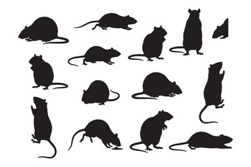 Set of Rats or Mice in Various Poses Silhouette Collection